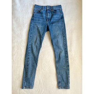 Topshop Jaime Moto Skinny Jeans in Mid-Blue | Size: 28W x 30L